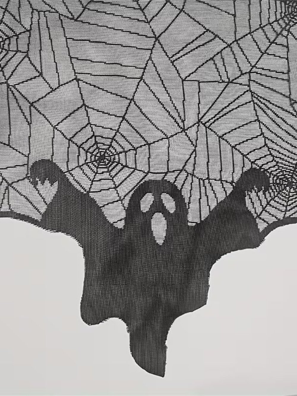 Halloween Dark Goth Ghost Spiderweb Mantel Table Runner 79"L x 22"W - Picture 2 of 3